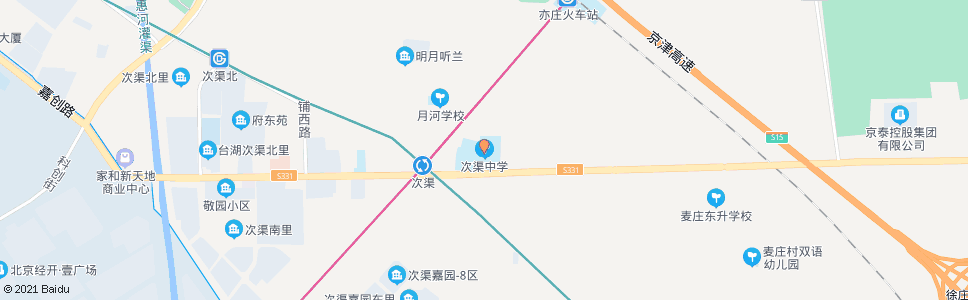 北京次渠中学_公交站地图_北京公交_妙搜公交查询2024