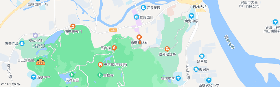 佛山西樵山北枢纽站(登山大道)_公交站地图_佛山公交_妙搜公交查询2024