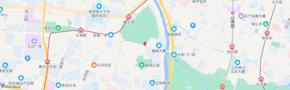 南京莫愁路公园南门_公交站地图_南京公交_妙搜公交查询2025