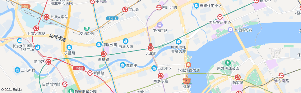 上海河南北路天潼路(七浦联富)_公交站地图_上海公交_妙搜公交查询2024