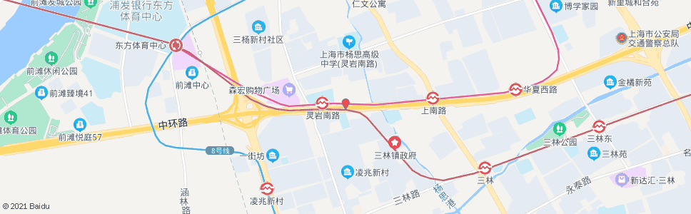 上海华夏西路灵岩南路_公交站地图_上海公交_妙搜公交查询2025