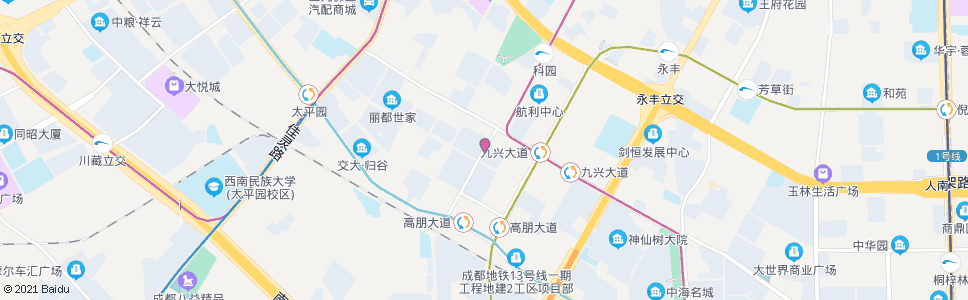 成都高朋西路北_公交站地图_成都公交_妙搜公交查询2025