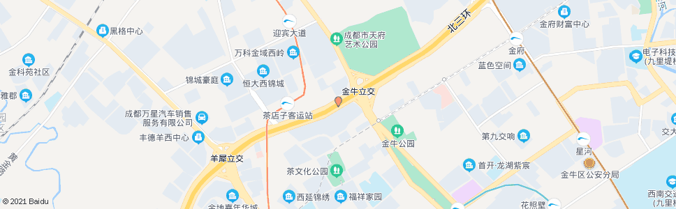 成都三环路金牛立交桥南内侧_公交站地图_成都公交_妙搜公交查询2025