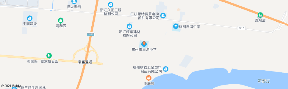 杭州袁浦小学_公交站地图_杭州公交_妙搜公交查询2025