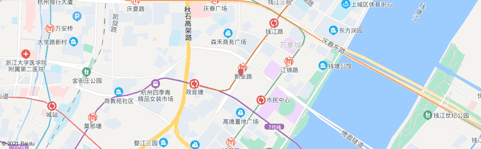 杭州市民中心西大门_公交站地图_杭州公交_妙搜公交查询2024